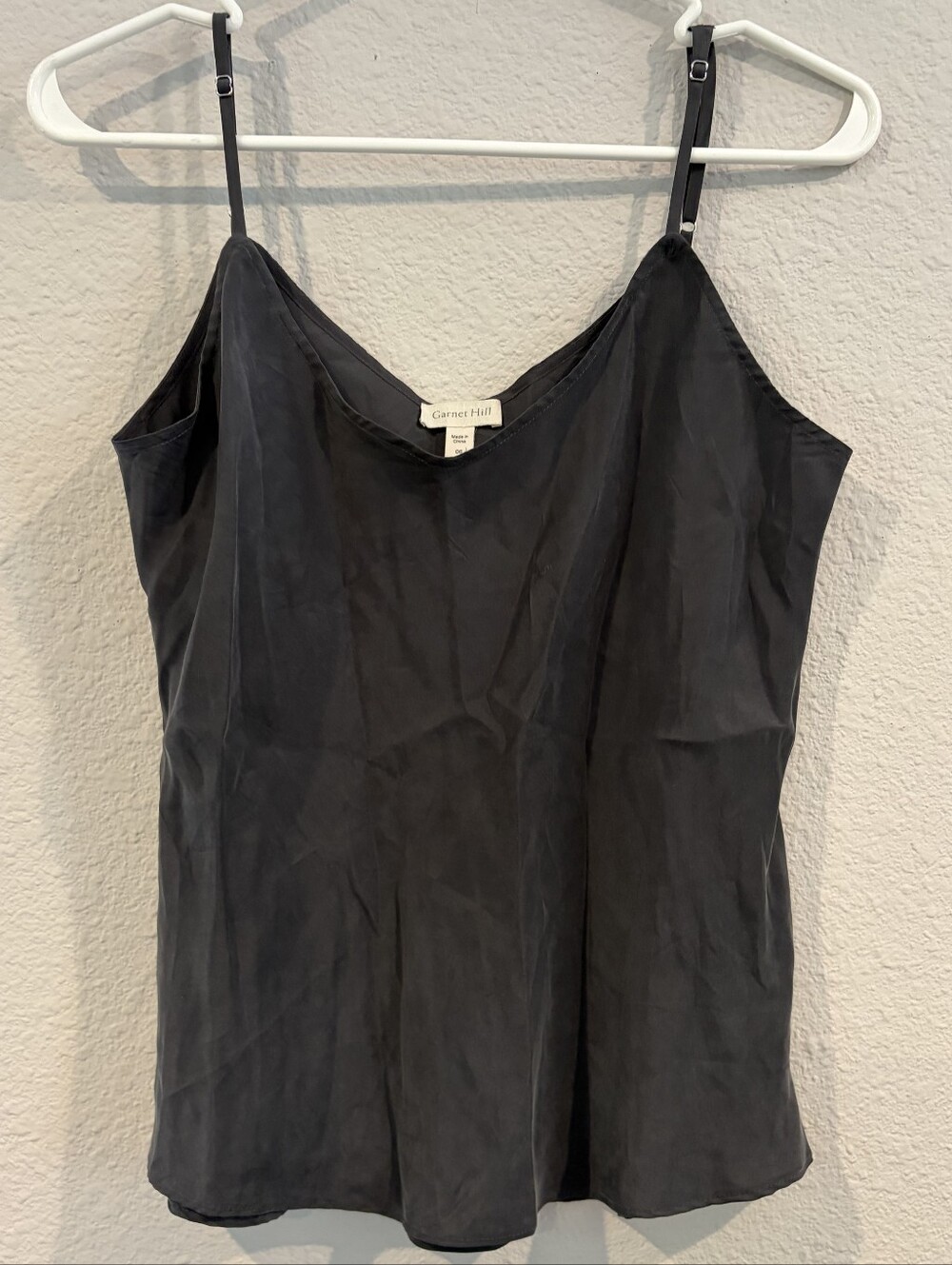 Garnet Hill‎ Womens Classic Casual Grey 100% Silk Flowy Tank Top Size 6 Minimal